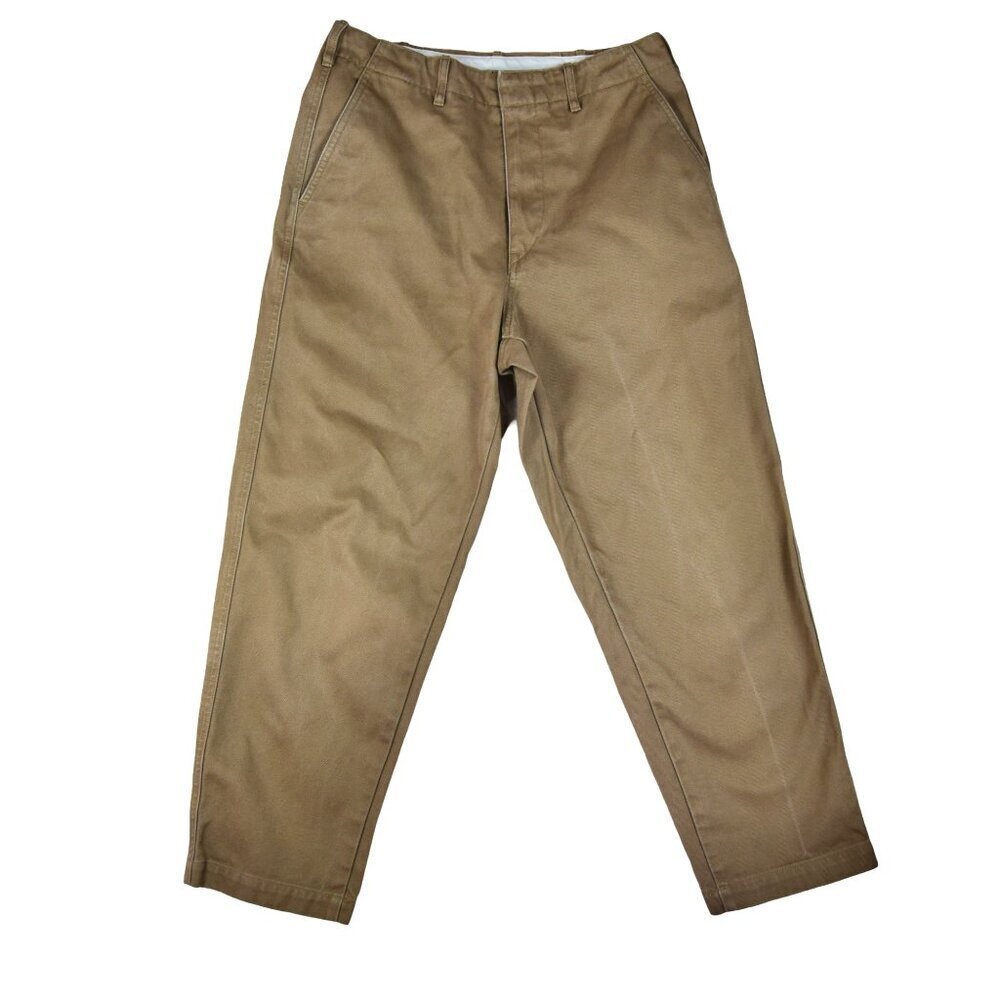 UNIQLO Smart Ankle Pants Tan Twill Tailored Waist 27-28 Academia Career Minimal